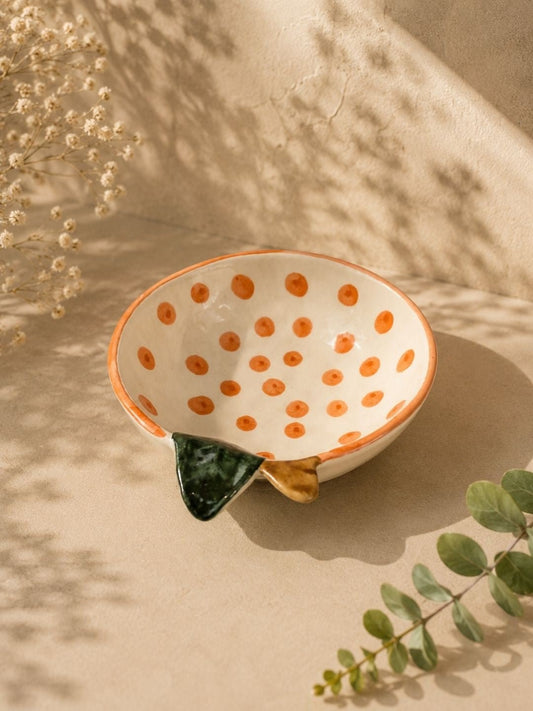 Orange Ceramic Trinket Bowl – Fruit-Inspired Jewelry & Snack Bowl | Handcrafted by CHAAK DESIGN