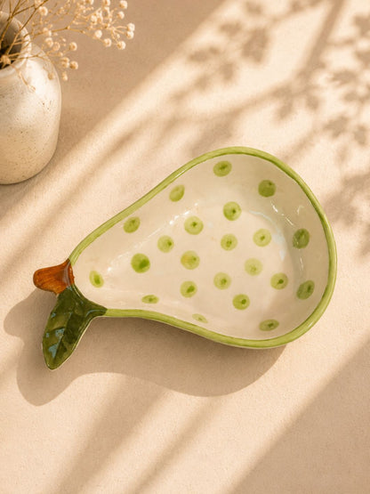Handcrafted Pear-Shaped Ceramic Serving Bowl | Nashpati Serving Bowl | Fruit Design Snack Bowl