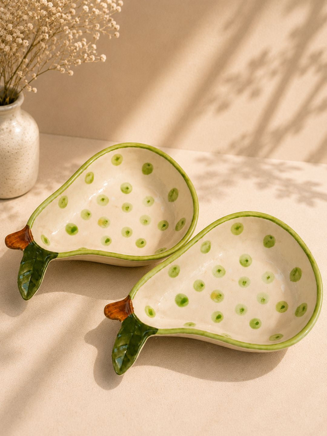Handcrafted Pear-Shaped Ceramic Serving Bowl | Nashpati Serving Bowl | Fruit Design Snack Bowl