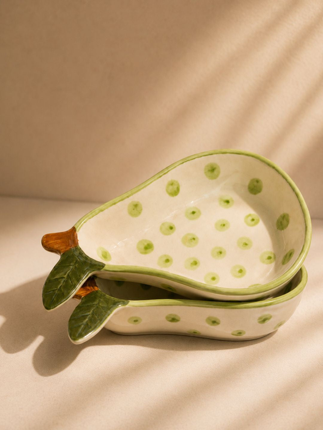 Handcrafted Pear-Shaped Ceramic Serving Bowl | Nashpati Serving Bowl | Fruit Design Snack Bowl