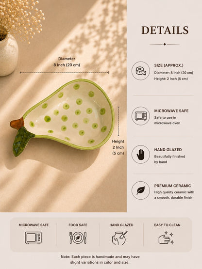 Handcrafted Pear-Shaped Ceramic Serving Bowl | Nashpati Serving Bowl | Fruit Design Snack Bowl