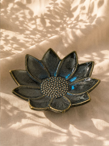 Handcrafted Ceramic Sunflower Serving Bowl | Floral Snack & Dessert Bowl | Artisan Tableware