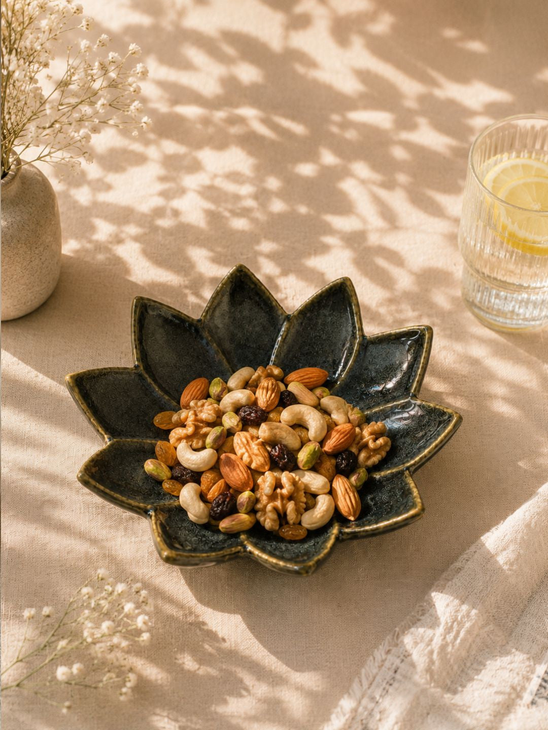 Handcrafted Ceramic Sunflower Serving Bowl | Floral Snack & Dessert Bowl | Artisan Tableware