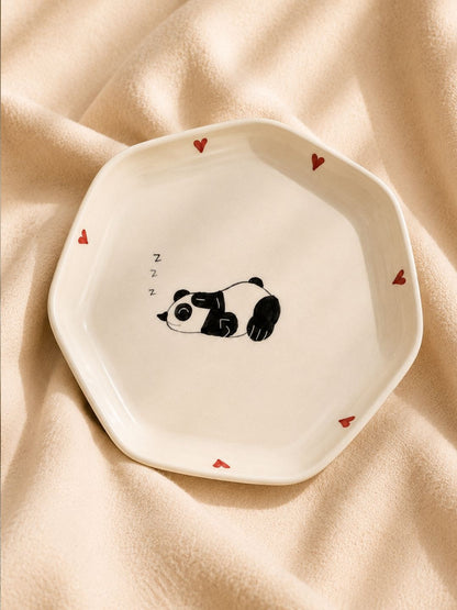Handcrafted Panda Ceramic Breakfast Set | Mug & Plate Combo | Cute Panda Coffee & Snack Set | Chaak Design