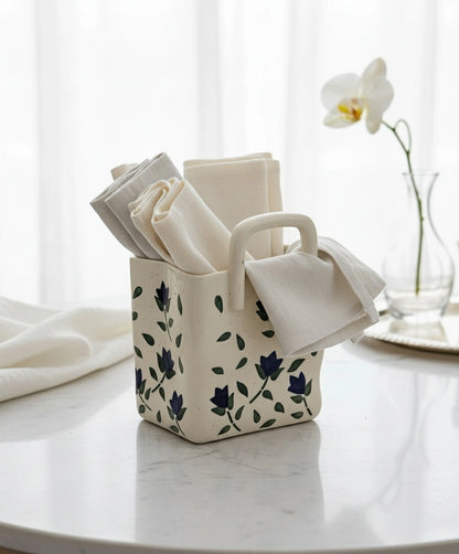 Ceramic Cutlery Holder for Dining | Handcrafted Kitchen Organizer