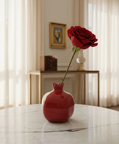 Red Anaar Ceramic Toothpick Holder | Handcrafted Mini Vase & Décor