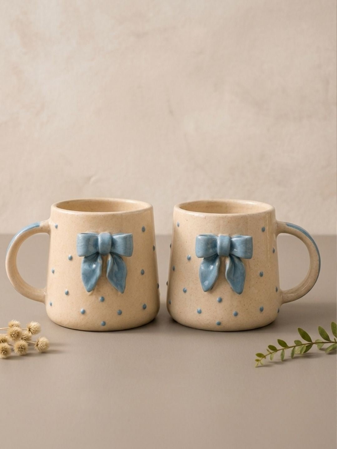 Blue Bow Ceramic Coffee Mug – Aesthetic Ribbon Mug for Coffee & Tea Lovers | Handcrafted by CHAAK DESIGN