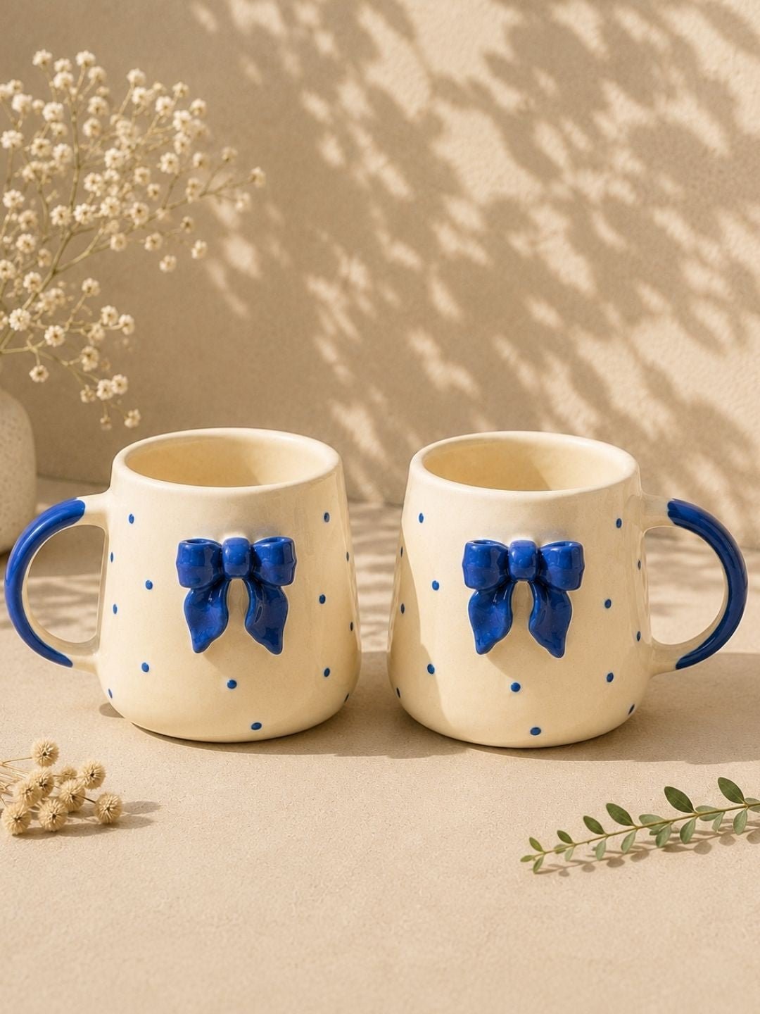Blue Bow Ceramic Coffee Mug – Cute Ribbon Mug for Coffee & Tea Lovers | Handcrafted by CHAAK DESIGN