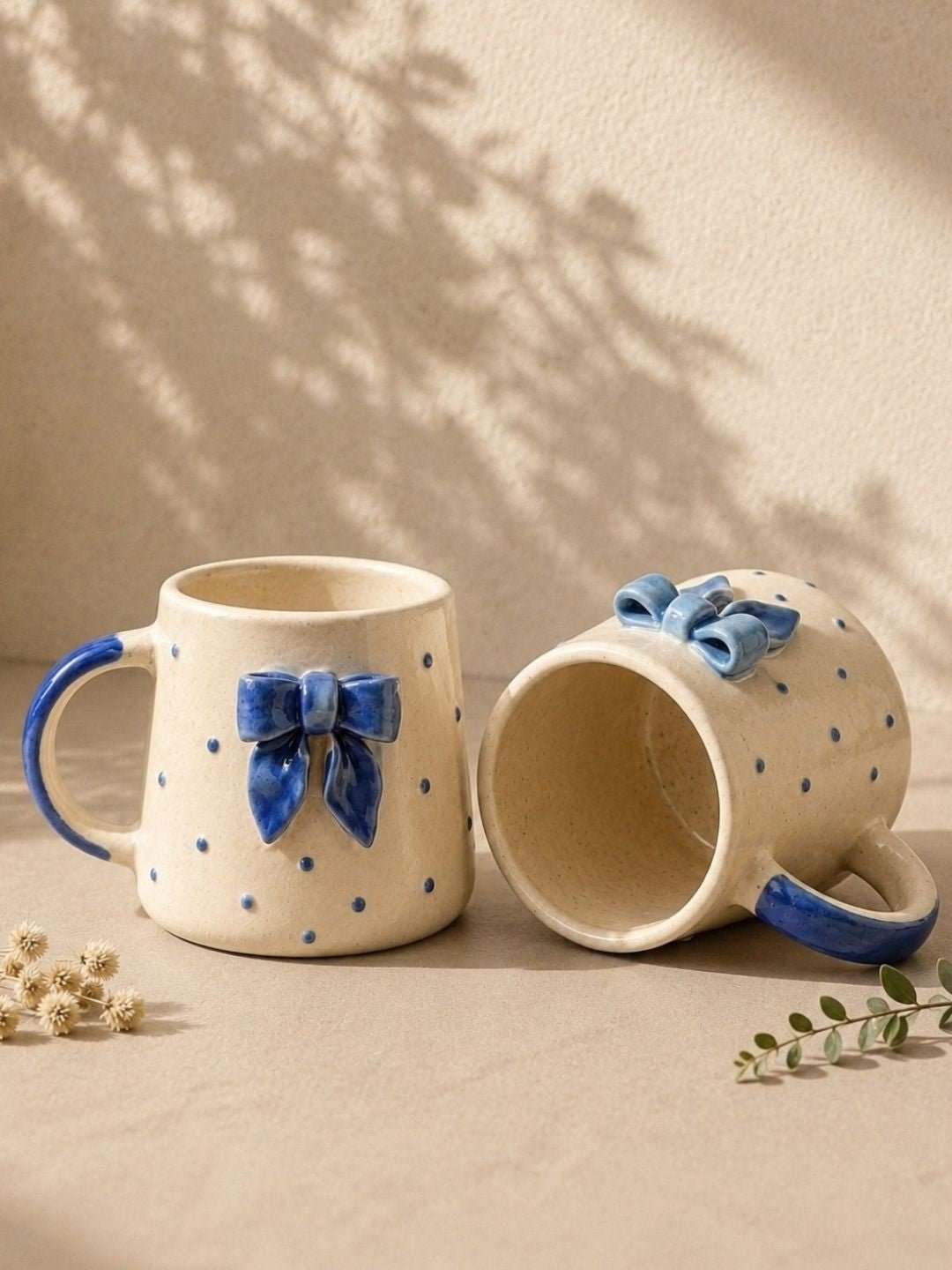 Blue Bow Ceramic Coffee Mug – Cute Ribbon Mug for Coffee & Tea Lovers | Handcrafted by CHAAK DESIGN