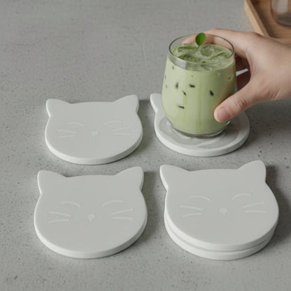 Cat Marble Coasters Set of 4 | Handcrafted Luxury Tableware | Handcrafted by CHAAK DESIGN