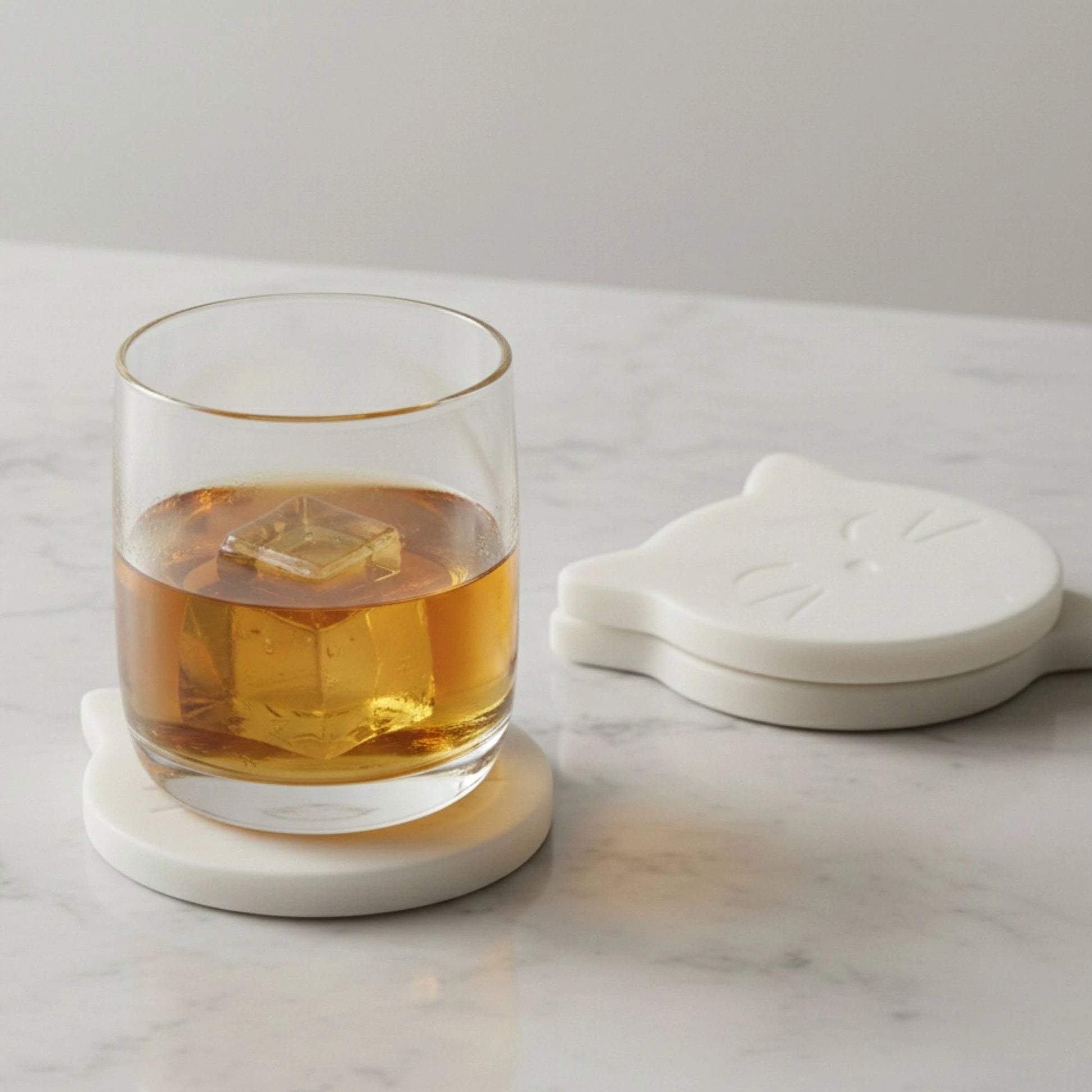 Cat Marble Coasters Set of 4 | Handcrafted Luxury Tableware | Handcrafted by CHAAK DESIGN