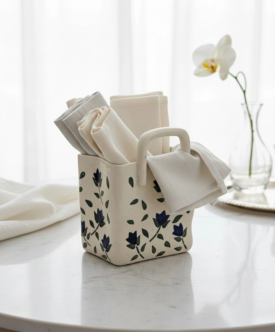 Ceramic Cutlery Holder for Dining | Handcrafted Kitchen Organizer | Handcrafted by CHAAK DESIGN