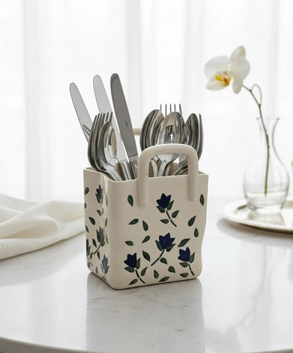 Ceramic Cutlery Holder for Dining | Handcrafted Kitchen Organizer | Handcrafted by CHAAK DESIGN