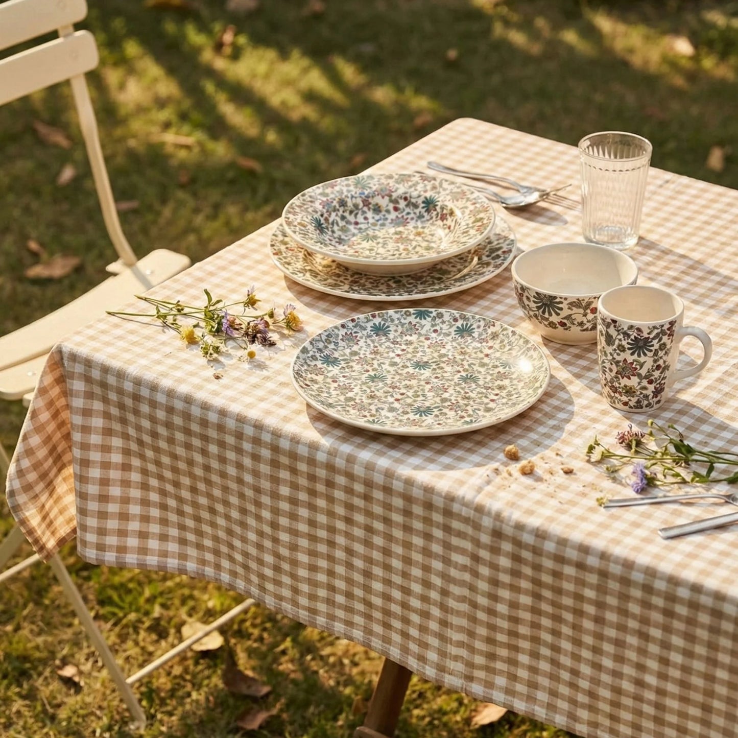 Handcrafted Floral Ceramic Breakfast & Pasta Set (4-Piece)