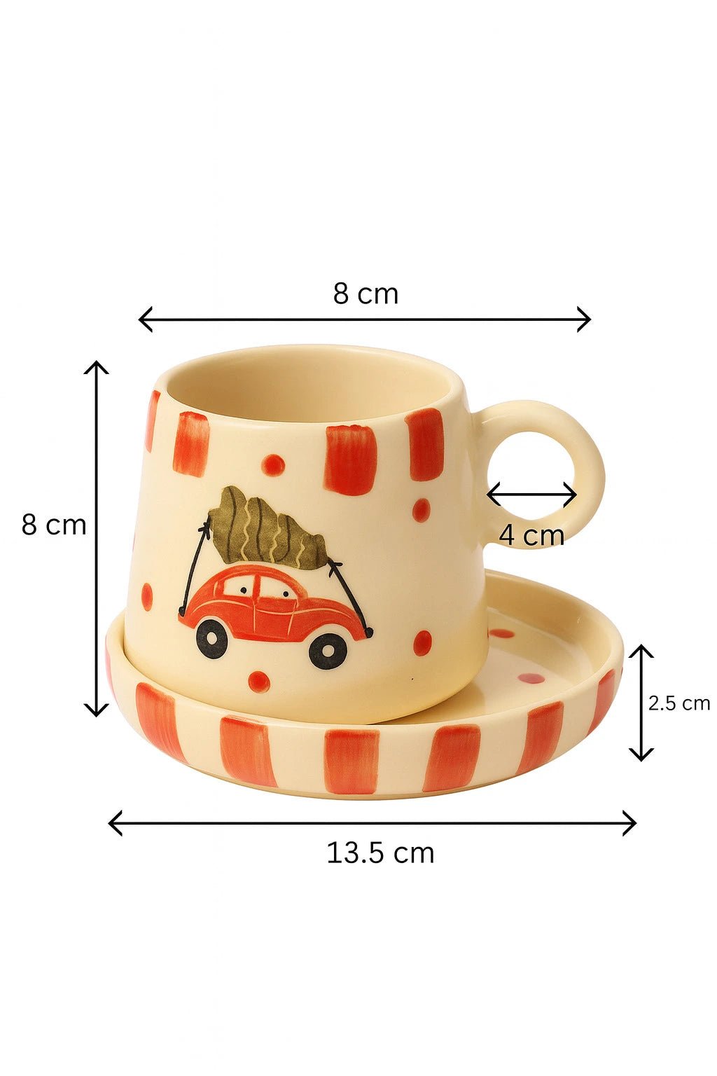 Christmas Hand - Painted Ceramic Mug & Saucer Set – Limited Edition | Handcrafted by CHAAK DESIGN