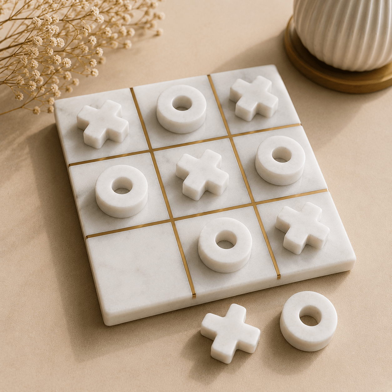 Custom Marble Tic Tac Toe Set | Personalized Corporate & Wedding Gift | Chaak Design | Handcrafted by CHAAK DESIGN