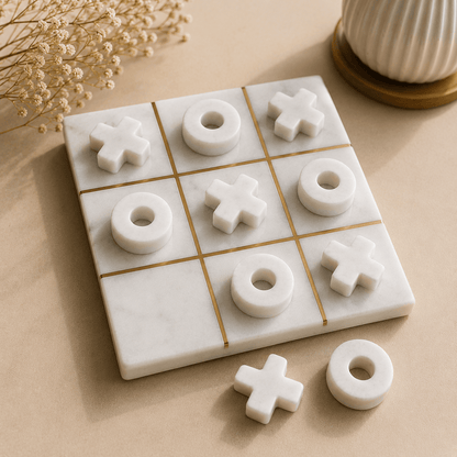 Custom Marble Tic Tac Toe Set | Personalized Corporate & Wedding Gift | Chaak Design | Handcrafted by CHAAK DESIGN