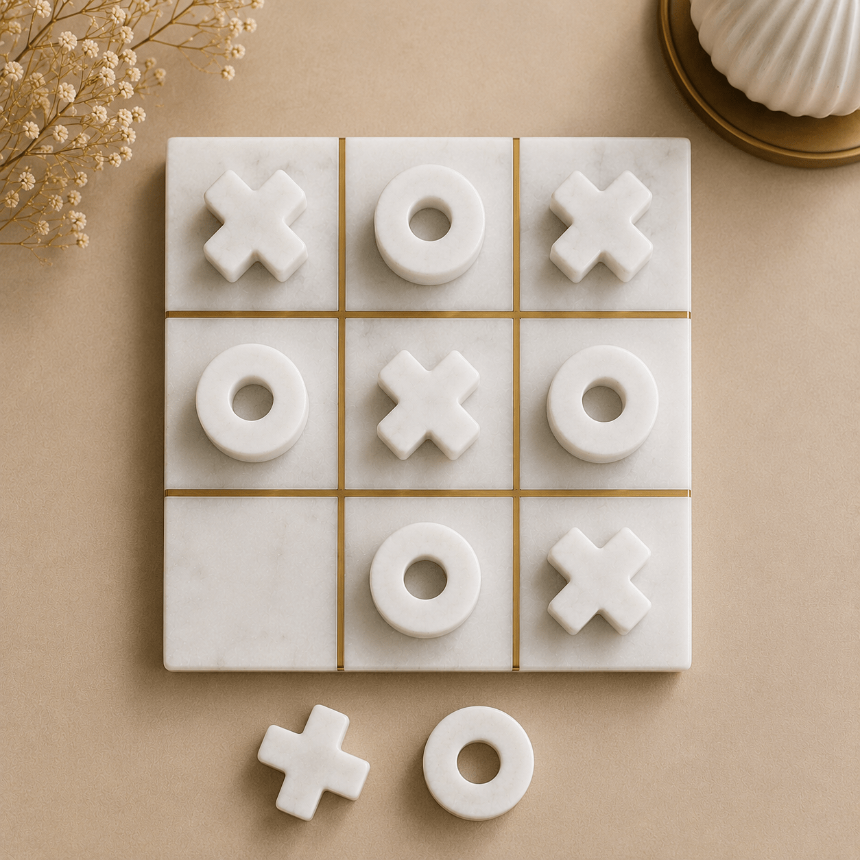 Custom Marble Tic Tac Toe Set | Personalized Corporate & Wedding Gift | Chaak Design | Handcrafted by CHAAK DESIGN