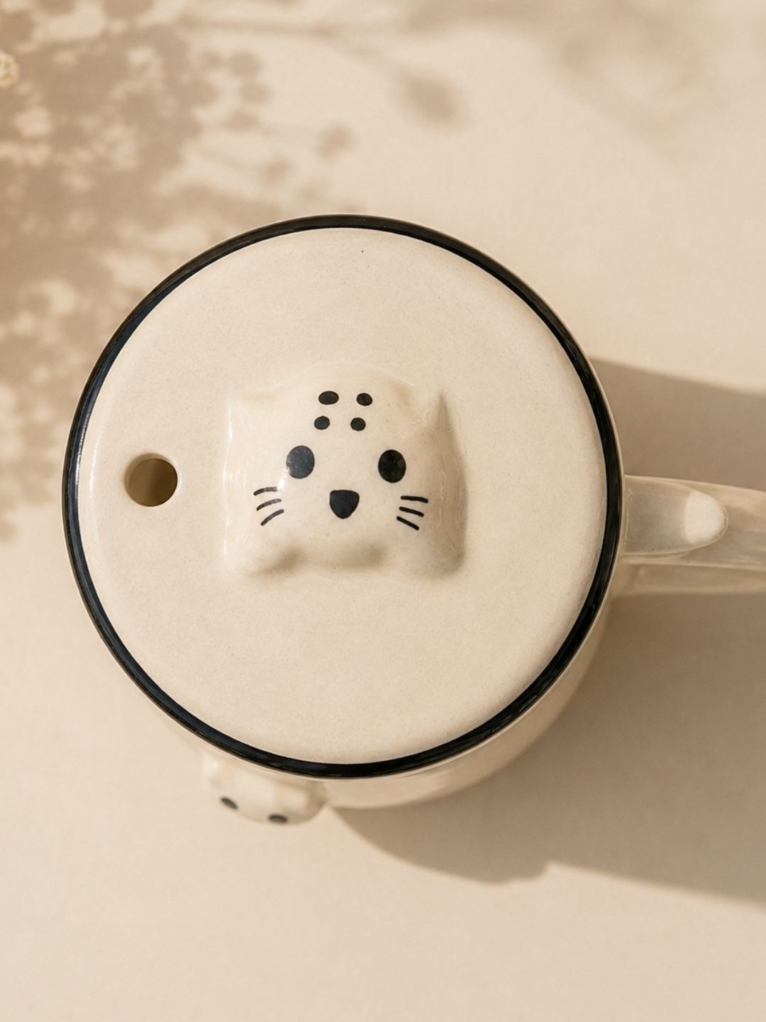 Cute Kitten Ceramic Mug with Lid – Cat Coffee Cup for Tea & Coffee Lovers | Handcrafted by CHAAK DESIGN