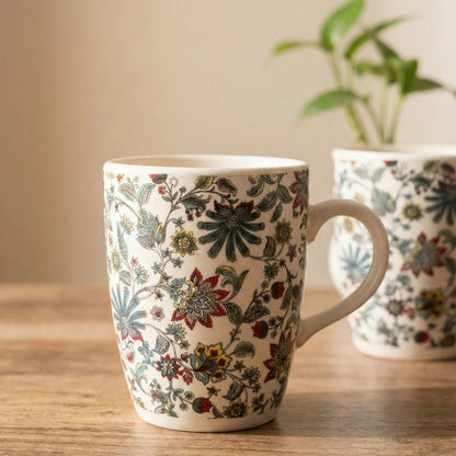 Floral Printed Ceramic Mug | Vintage Botanical Coffee & Tea Cup | Handcrafted by CHAAK DESIGN