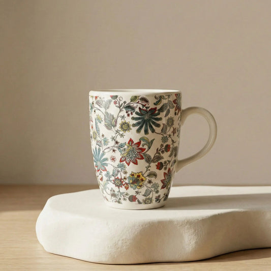 Floral Printed Ceramic Mug | Vintage Botanical Coffee & Tea Cup | Handcrafted by CHAAK DESIGN