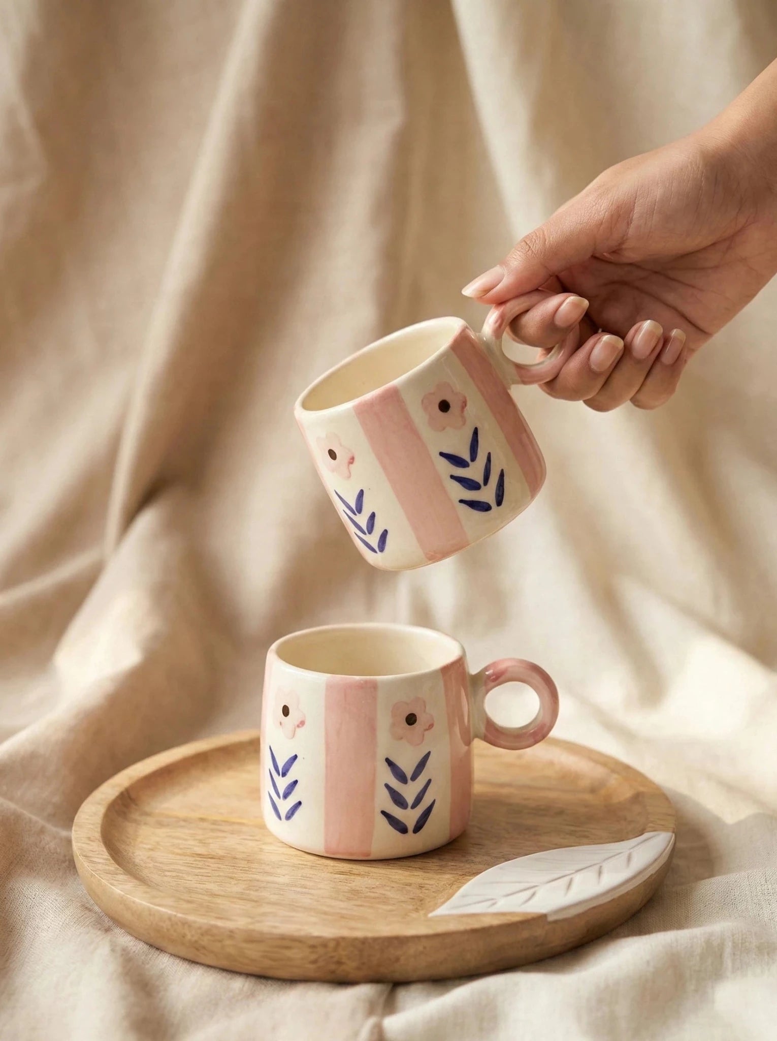 Handcrafted Ceramic Coffee Mug | Floral Hand - Painted Tea Cup | Microwave Safe Handmade Mug | Handcrafted by CHAAK DESIGN