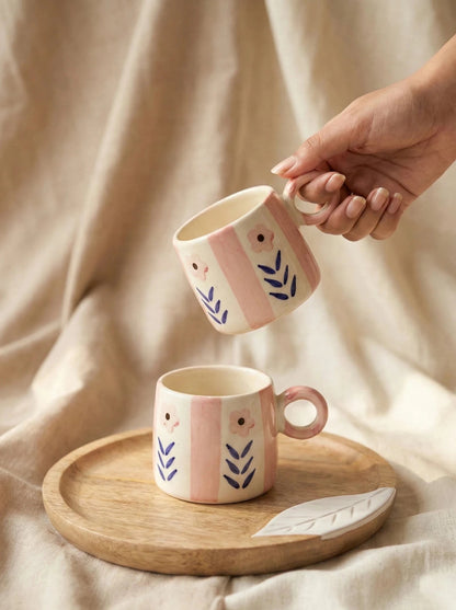 Handcrafted Ceramic Coffee Mug | Floral Hand - Painted Tea Cup | Microwave Safe Handmade Mug | Handcrafted by CHAAK DESIGN