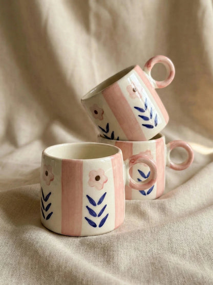 Handcrafted Ceramic Coffee Mug | Floral Hand - Painted Tea Cup | Microwave Safe Handmade Mug | Handcrafted by CHAAK DESIGN