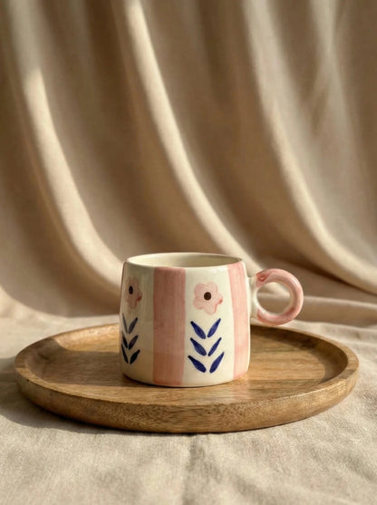 Handcrafted Ceramic Coffee Mug | Floral Hand - Painted Tea Cup | Microwave Safe Handmade Mug | Handcrafted by CHAAK DESIGN