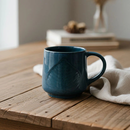 Handcrafted Ceramic Coffee Mug | Minimal Blue Glazed Tea & Coffee Cup | Microwave & Dishwasher Safe | Handcrafted by CHAAK DESIGN