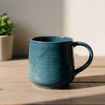 Handcrafted Ceramic Coffee Mug | Minimal Blue Glazed Tea & Coffee Cup | Microwave & Dishwasher Safe | Handcrafted by CHAAK DESIGN