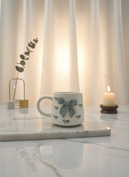 Handcrafted Ceramic Mug with Bow Design | Luxury Artisan Tableware | Handcrafted by CHAAK DESIGN
