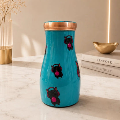 Handcrafted Copper Bedside Tumbler with Artistic Owl Print & Inbuilt Glass | Chaak Design | Handcrafted by CHAAK DESIGN