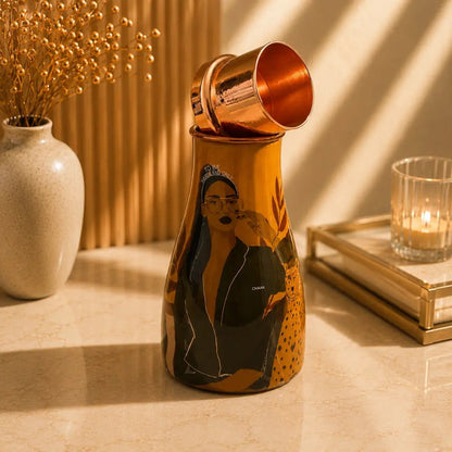 Handcrafted Designer Copper Bottle with Inbuilt Glass | Premium Wellness Collection| Chaak Design | Handcrafted by CHAAK DESIGN