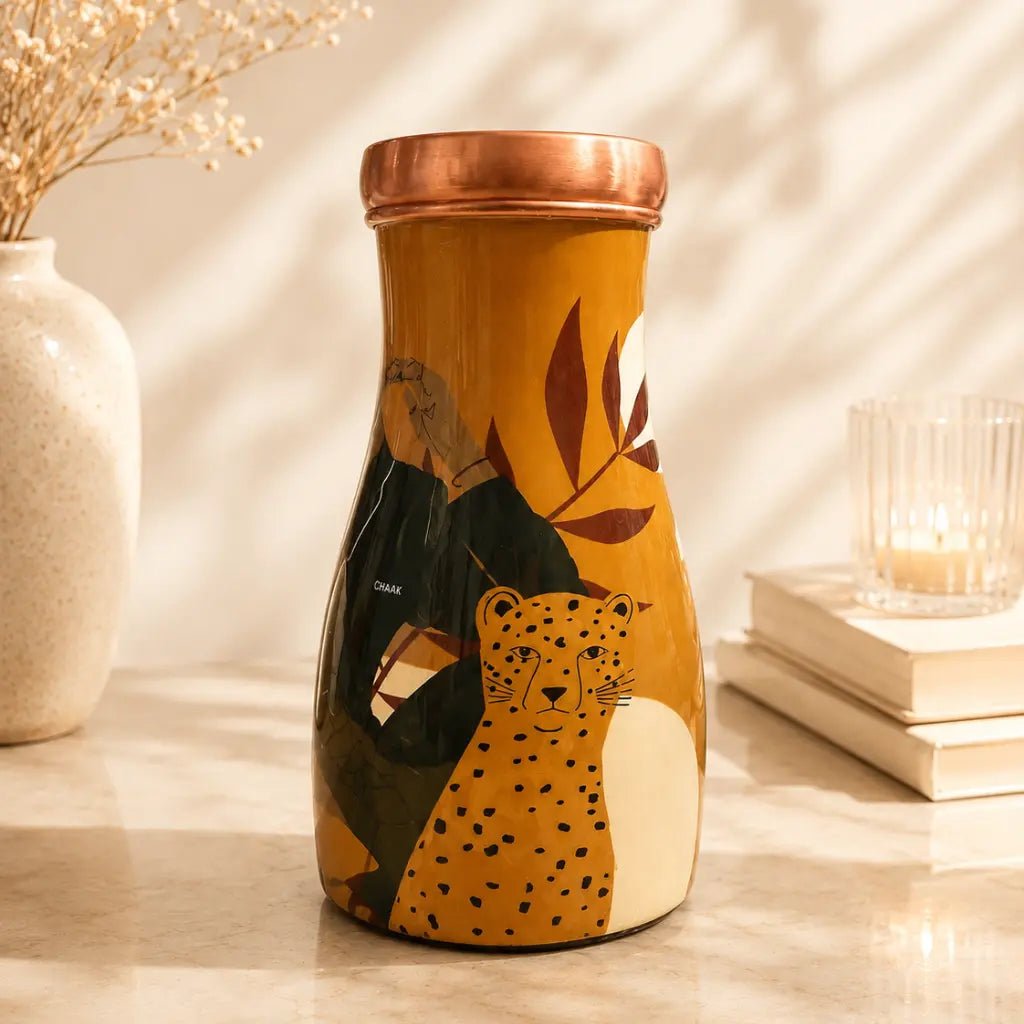 Handcrafted Designer Copper Bottle with Inbuilt Glass | Premium Wellness Collection| Chaak Design | Handcrafted by CHAAK DESIGN