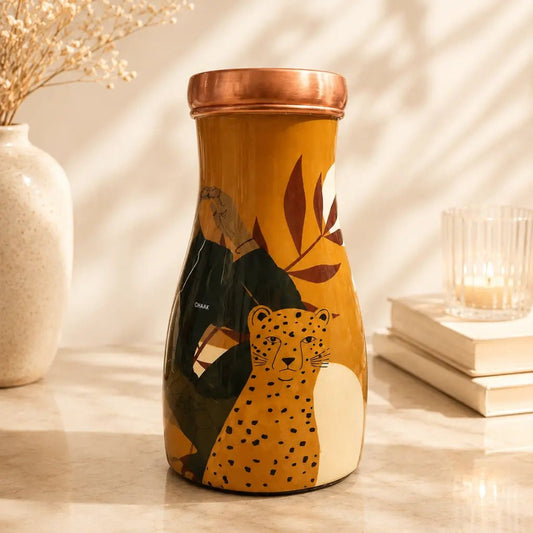 Handcrafted Designer Copper Bottle with Inbuilt Glass | Premium Wellness Collection| Chaak Design | Handcrafted by CHAAK DESIGN