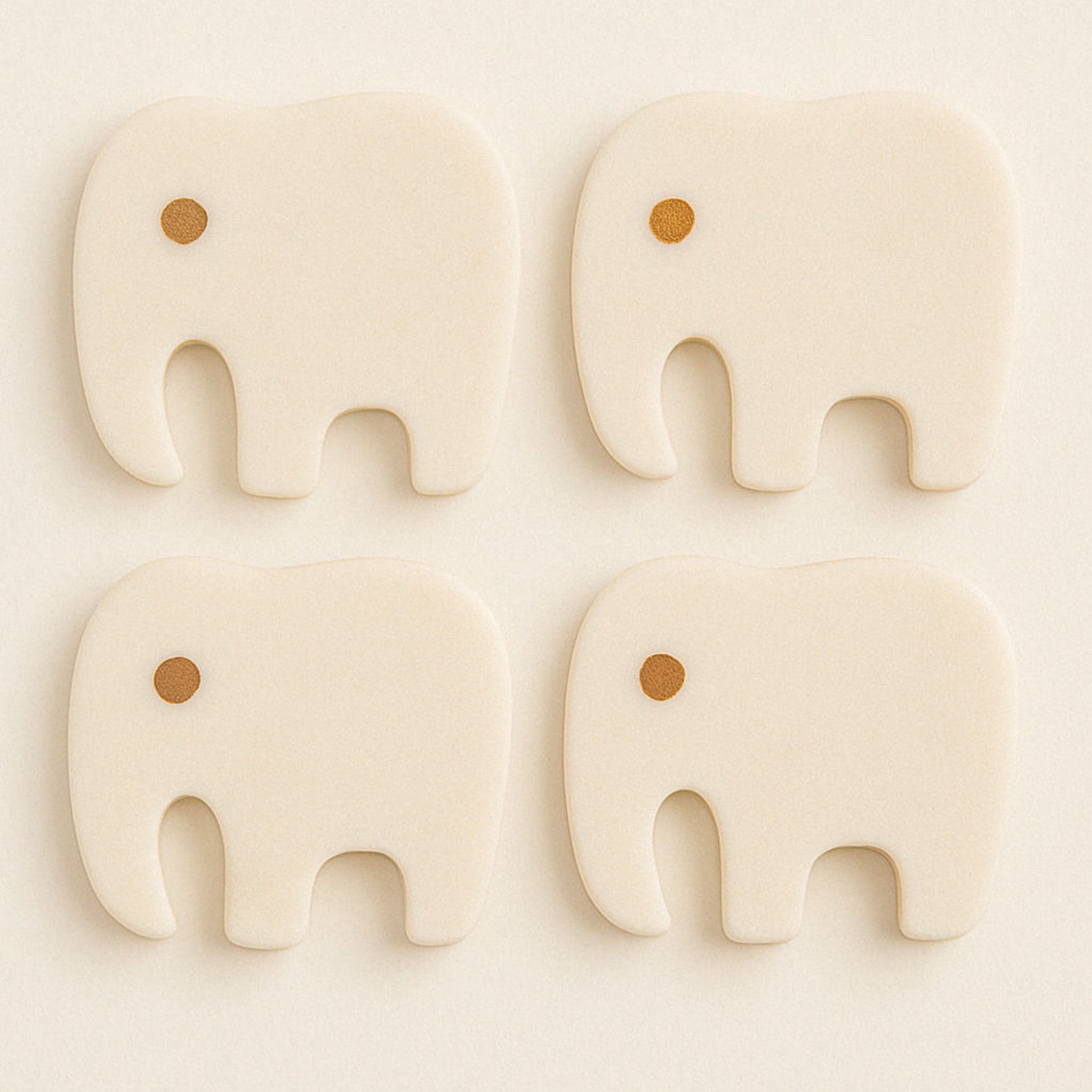 Handcrafted Elephant Marble Coasters – Brass Inlay Luxury Tableware (Set of 4) | Handcrafted by CHAAK DESIGN