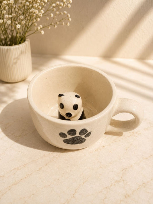 Handcrafted Hidden Panda Ceramic Coffee Mug | Cute Panda Surprise Tea & Coffee Mug | Artisan Mug | 300 ml | Handcrafted by CHAAK DESIGN