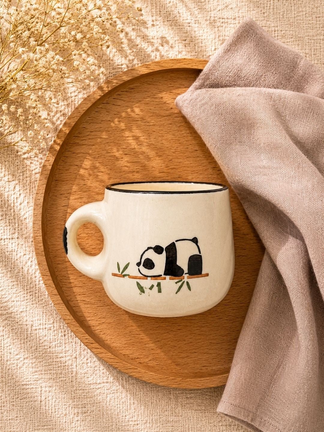 Handcrafted Panda Ceramic Coffee Mug | Cute Hand-Painted Panda Tea & Coffee Mug | Artisan Mug | 300 ml | Handcrafted by CHAAK DESIGN