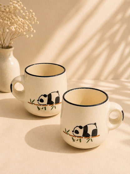 Handcrafted Panda Ceramic Coffee Mug | Cute Hand-Painted Panda Tea & Coffee Mug | Artisan Mug | 300 ml | Handcrafted by CHAAK DESIGN