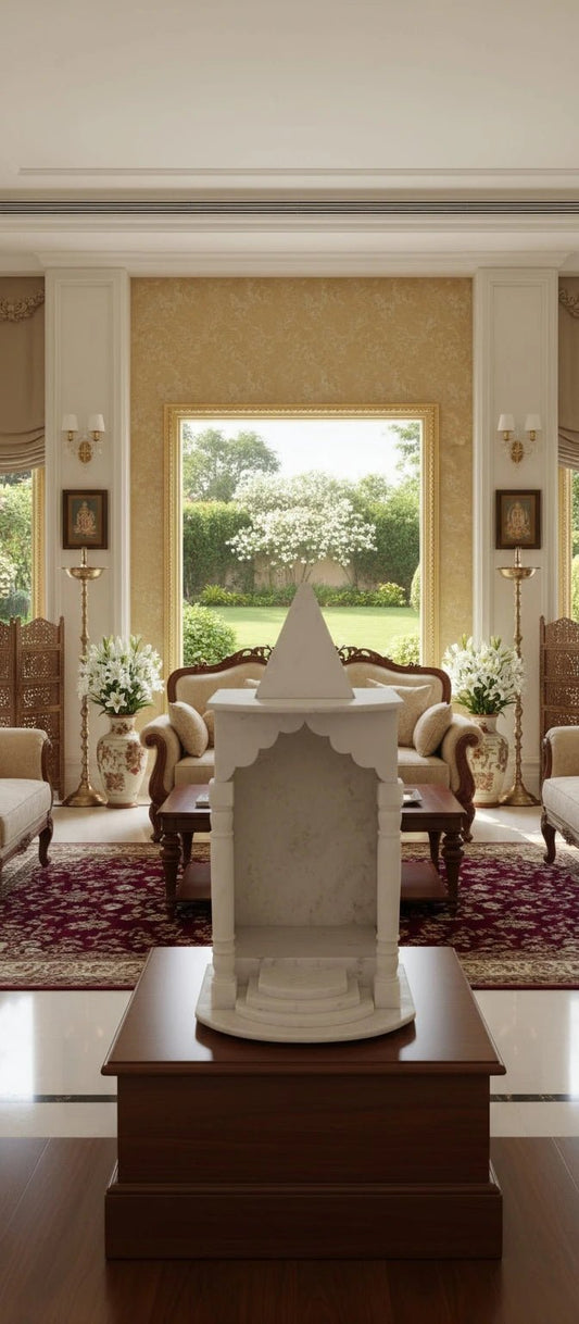 Handcrafted White Marble Mandir | Luxury Home Temple by Chaak Design | Handcrafted by CHAAK DESIGN