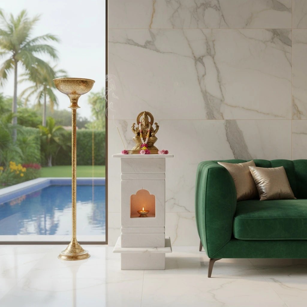 Handcrafted White Marble Tulsi Pot | Luxury Tulsi Vrindavan for Balcony | Handcrafted by CHAAK DESIGN