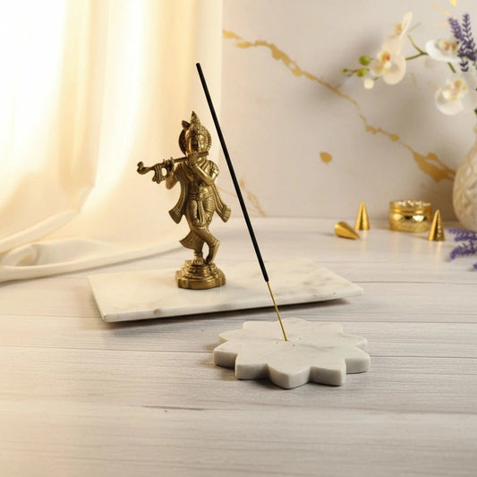 Lotus - Inspired Marble Agarbatti Stand | Handcrafted Incense Holder for Home Decor & Gifting | Handcrafted by CHAAK DESIGN