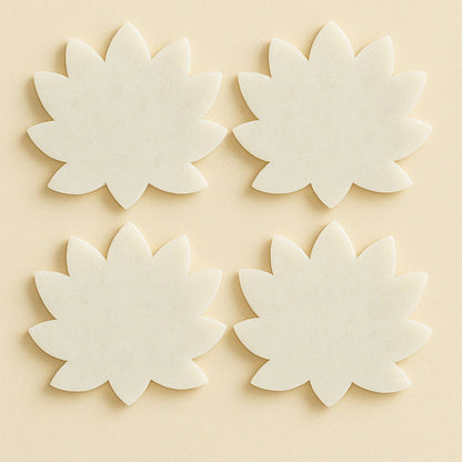 Lotus - Inspired White Marble Coaster Set of 4 | Handcrafted Premium Drink Coasters for Home & Office | Handcrafted by CHAAK DESIGN