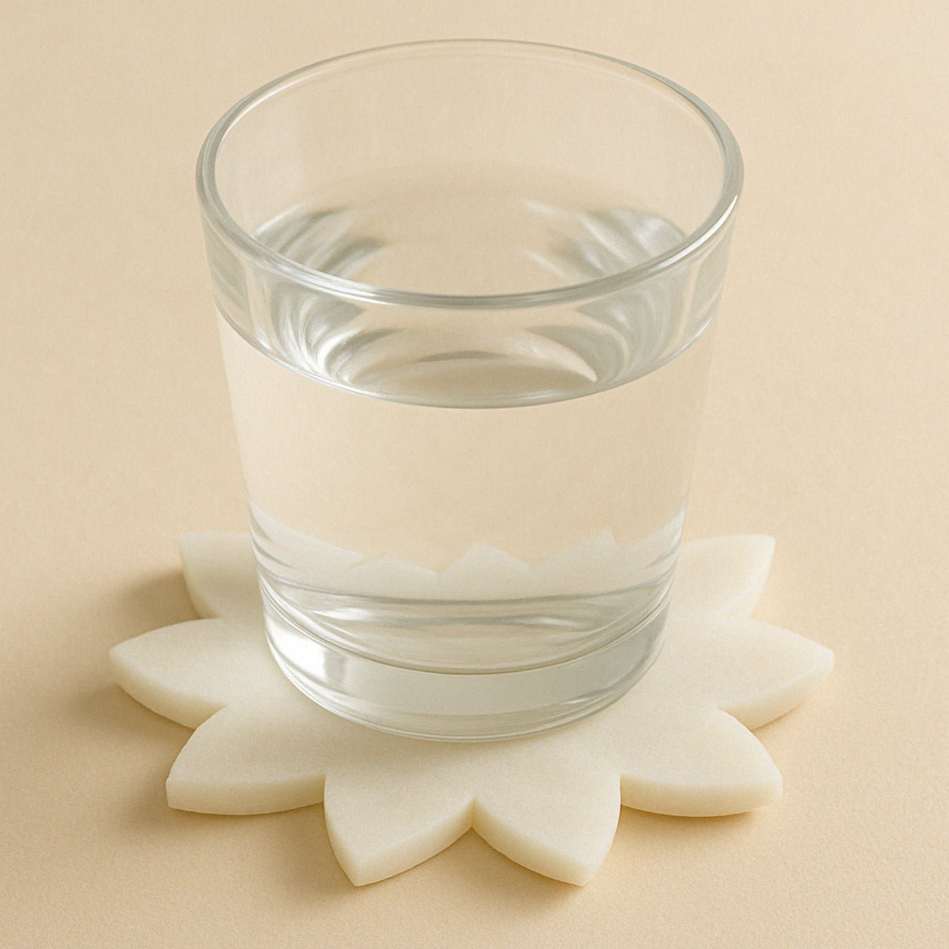 Lotus - Inspired White Marble Coaster Set of 4 | Handcrafted Premium Drink Coasters for Home & Office | Handcrafted by CHAAK DESIGN