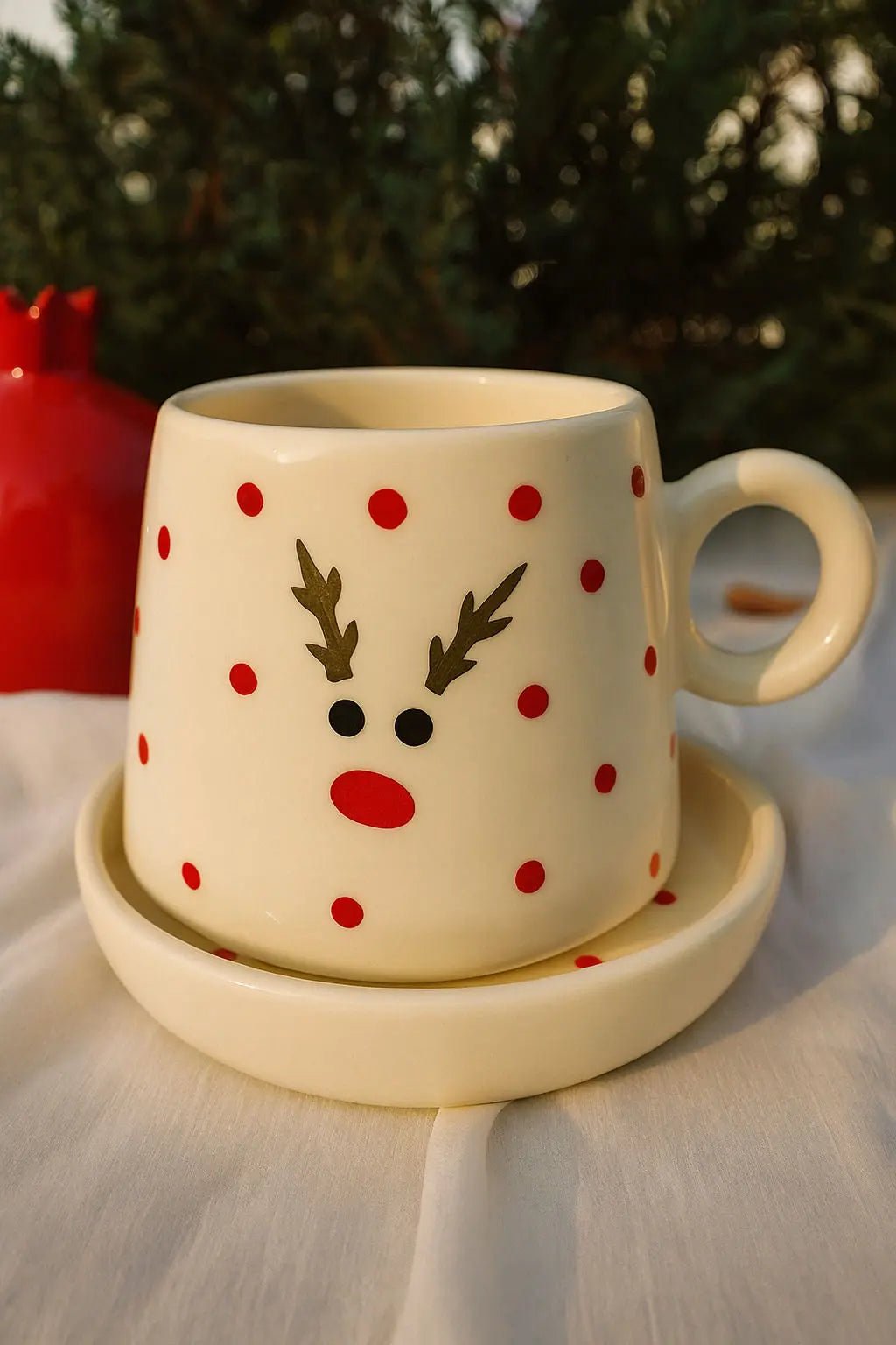 Luxury Handcrafted Ceramic Mug with Matching Saucer – Perfect Christmas Gifting | Handcrafted by CHAAK DESIGN