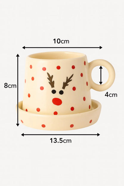 Luxury Handcrafted Ceramic Mug with Matching Saucer – Perfect Christmas Gifting | Handcrafted by CHAAK DESIGN