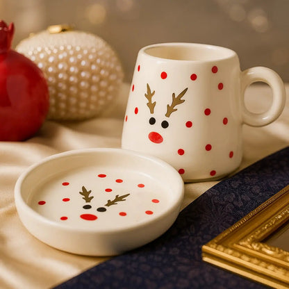 Luxury Handcrafted Ceramic Mug with Matching Saucer – Perfect Christmas Gifting | Handcrafted by CHAAK DESIGN
