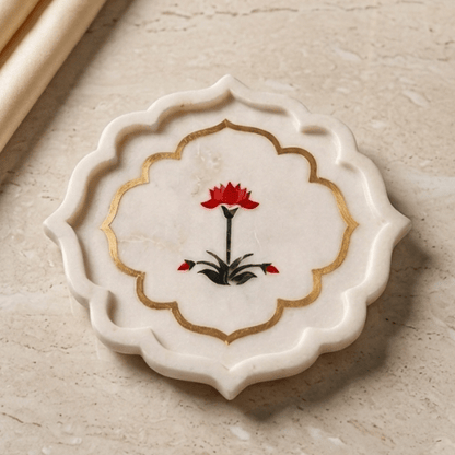 Made-to-Order Marble Tray with Stone Inlay | Custom Corporate & Wedding Gifts | Chaak Design | Handcrafted by CHAAK DESIGN