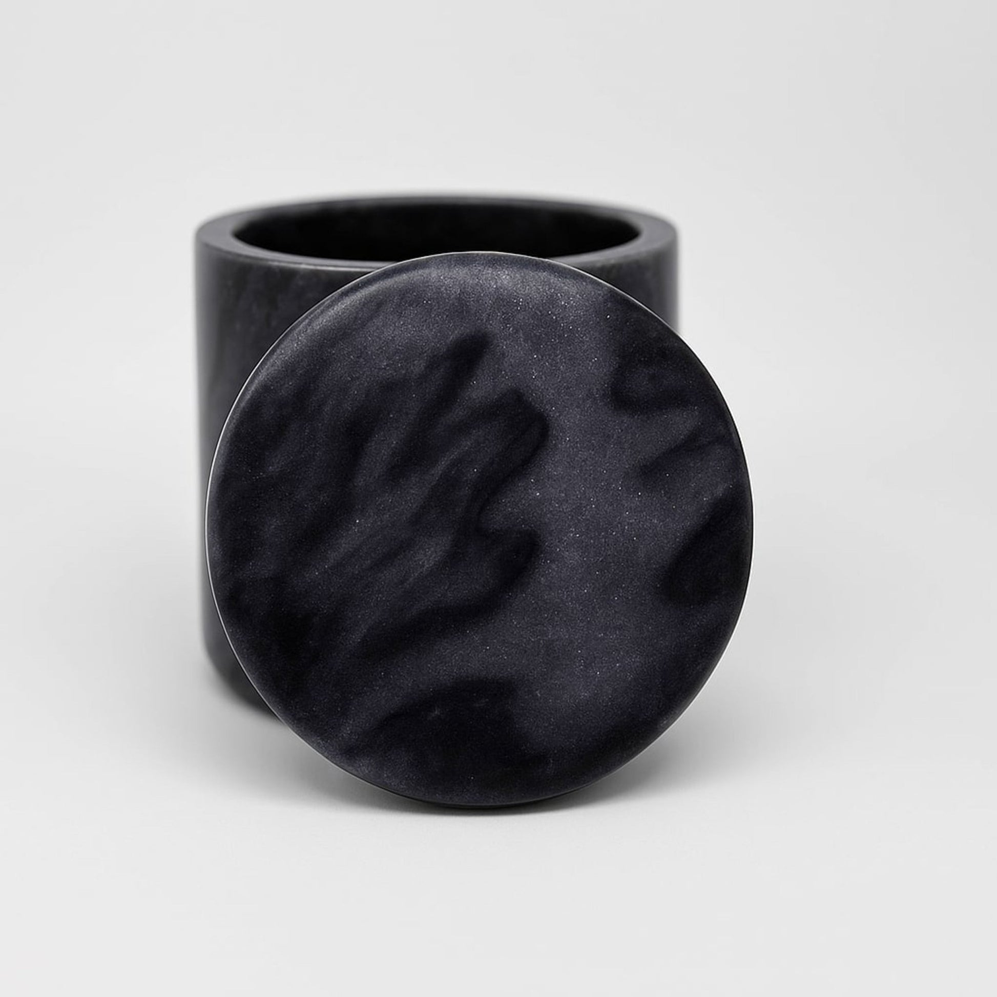 Matte Black Cylinder Storage Box with Loose - Fitting Lid | Minimalist Kitchen & Home Organizer | Handcrafted by CHAAK DESIGN